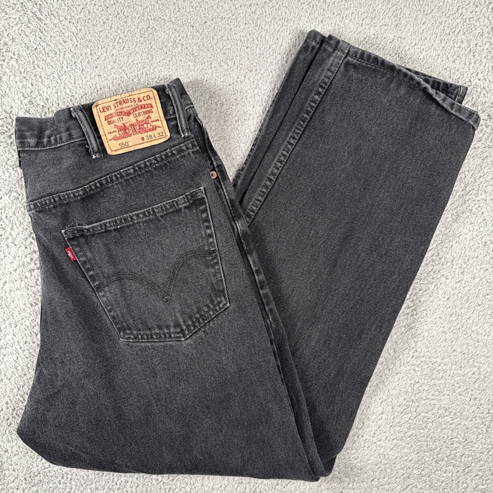 VTG Levis 550 Jeans Mens 38x32 (36x31) Black Relaxed 90s USA Y2K